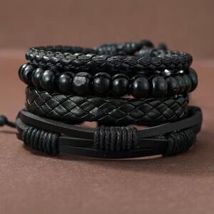 NEW … “Set Of 4” Men’s Vintage Leather Bracelets